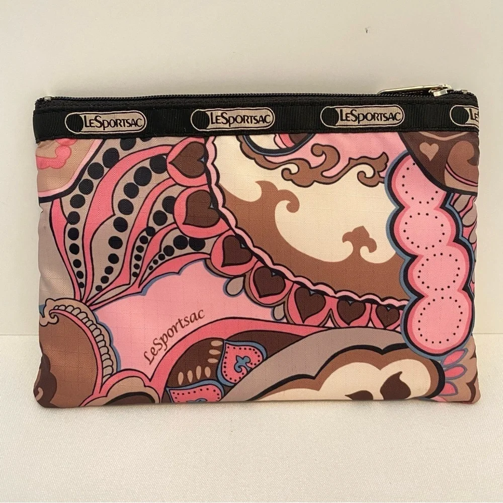 LeSportSac 3-Zip Cosmetic Bag Pink Paisley